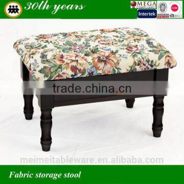 small square storage fabric wooden stool