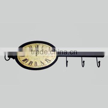 Key shape wall clock with hook