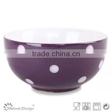 solid glaze ceramics cereal bowl with dot