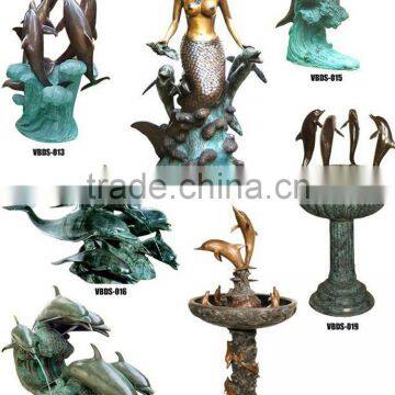 Outdoor Garden Decoration Metal Bronze Dolphin Fountain Sculpture photo-6