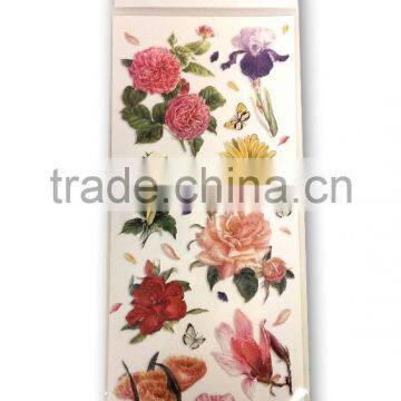 Colorful Floral Design Sticker, Classic Decorative Shinny Glitter Sticker