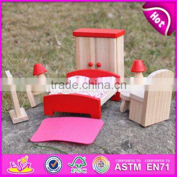 2017 New Design Children Toys Red Wooden Dolls House Furniture W06B053 photo-4