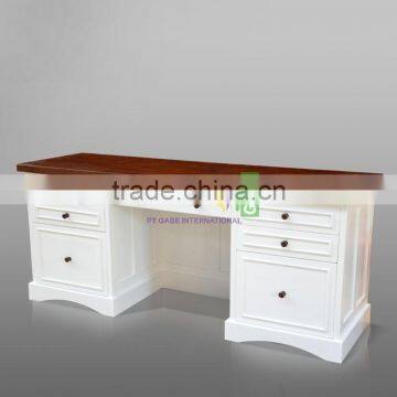 Writing Desk Two Tone Color White and Brown Model Scarlet photo-2