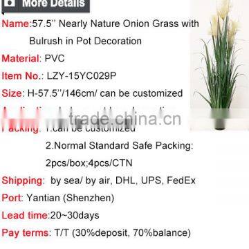 Wholesale Artificial Grass Synthetic Potted Grass Onion Grass With Bulrush photo-6