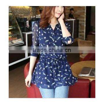 2015 Fashion Chiffon Long Sleeve Chiffon Shirts for Women