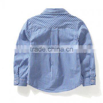 Bulk Baby Boys Girls t Shirts Blue Grid Long Sleeve Cotton Shirts for 3-12 Years photo-2