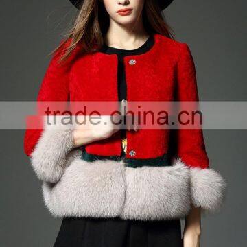 intalian style winter women round neck noble real fox fur coats