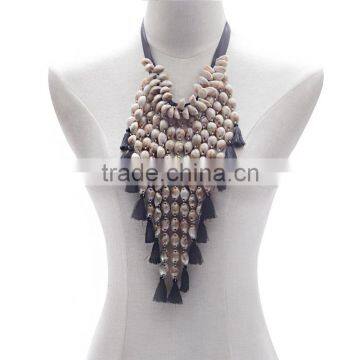 2016 Europe and the United States the New Multilayer Shell Long Tassels Woven Necklace to Sweater Chain Jewelry photo-3