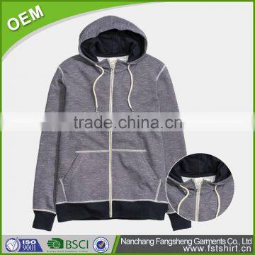 Quality no name thick wholesale plain zipped hoodie