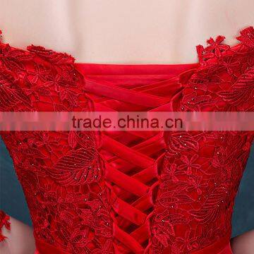 MGOO Brand Design Custom Long Dress Transparent Red Lace Long Dress Off Shoulder Applique Long Sleeves Prom Dress 2069 photo-5