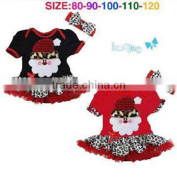 brand new girls Santa Claus and Leopard Dress with hairband kids christmas dress