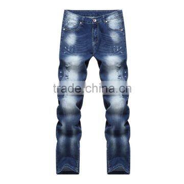 2016fashion new men's brand men's jeans bule jeans hole personality male personality pants