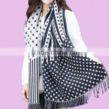 cheap stripe stars extra long big kashmir pashmina shawls with fringe