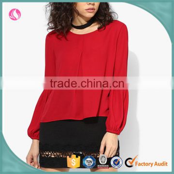 Lantern Sleeves Designs Red Blouse Design Woman xxl Long Sleeve Tee Shirts