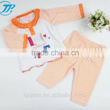 Winter Series Kids Pajama Set Orange Knitted Long Sleeve Pajama 100% Cotton With Hanger Package BG1-399