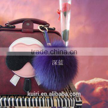 Wholesale for Handbag Material Fox Fur Pom Poms Keychain Fox Fur Plush Fur Balls Bag Charms photo-4