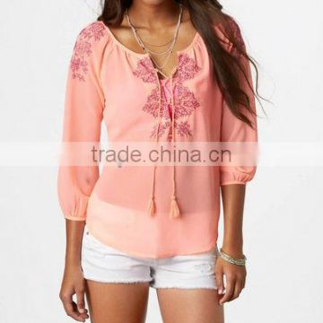 2013 sexy women sheer chiffon blouse new designs