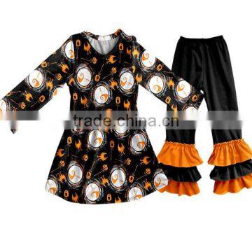 Custom Boutique Clothing Toddler Baby Orange Girl Halloween Outfit Child Clothes