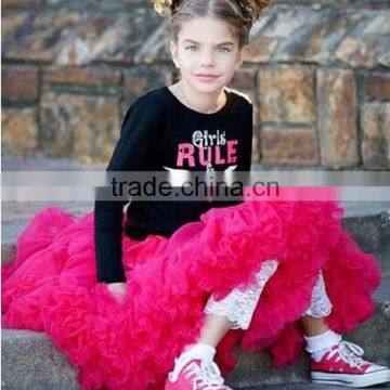 Super Fluffy White With Red Blue Nylon With Satin 2 Layers Factory Direct Kids Parth Birthday Pettiskirt Tutu photo-3