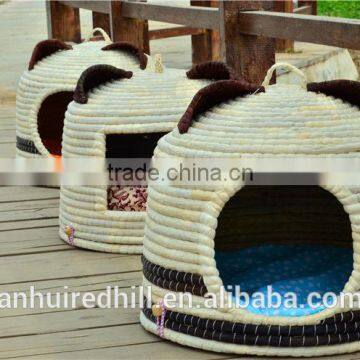 R1904H Home Basket Crafts Best Selling Handmade Straw Pet Cat House , Willow Cat Bed, Straw Pet House photo-2