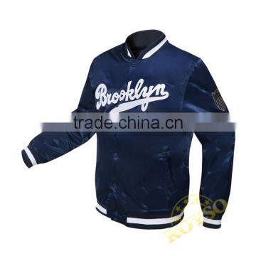 Wholesale Nylon Satin Silk Blank Custom Winter Varsity Bomber Men Jackets Wears Women Wholesale photo-3