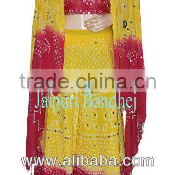 Latest Rajasthani Traditional Boho Bandhani Bandhej Lehenga Choli