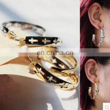 2014 Fashion Vintage Hollow Religious Cross Women's Alloy Hoop Earring