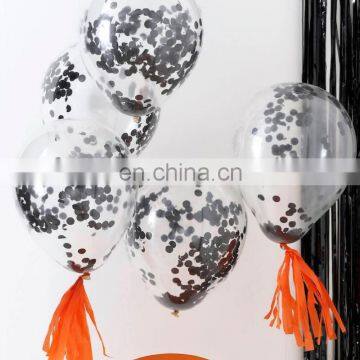 12inch Clear Balloon with Black Confetti Halloween Party Decoration Latex Balloon Party Shower Supplies