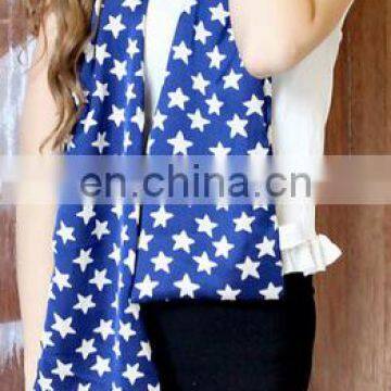 Light Yarn Colors Women Fashion Scarves Printing White Star Heart Red Scarf photo-4
