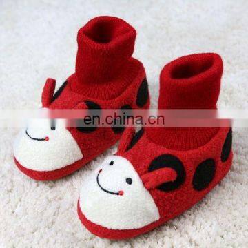 2016 new arrival cute red beetle high cut animal indoor slippers