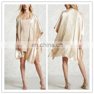 Fashion Womens Plain Satin Kimono With Draped Open-front