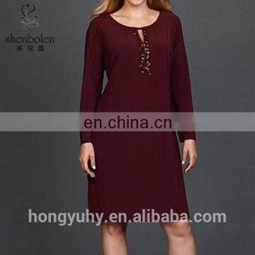 dress shift red round neckline sequin dress plus size shift dresses from China factory M40039