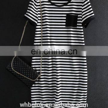 Customized Summer dress striped cotton knitted women long summer dress
