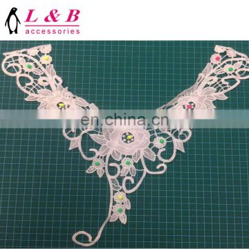 polyester embroidered collar applique beaded pearl