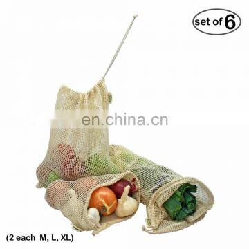 small cheap cotton perforated reusable vegetables mesh bag