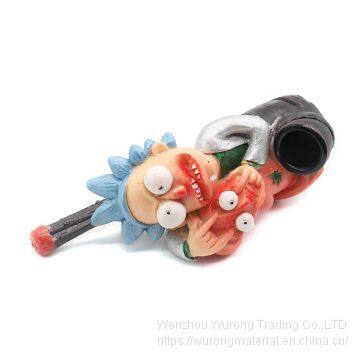 125mm Length Wooden Resin Short Tobacco Pipe With Rick and Morty Figure Shape for Smoking