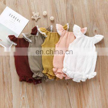 Infants & Toddler Clothes Summer Baby Ruffle Princess Baby Girls Linen Romper