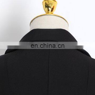 TWOTWINSTYLE Spring Casual Lapel Long Sleeve Bandage Split Slim Black Women's Blazer photo-6