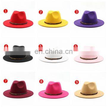20colors Fashion Woman Woolen Jazz Hat British Classic Flat Hat European and American Men Women Fedora Hats Flat-brimmed Hats photo-3
