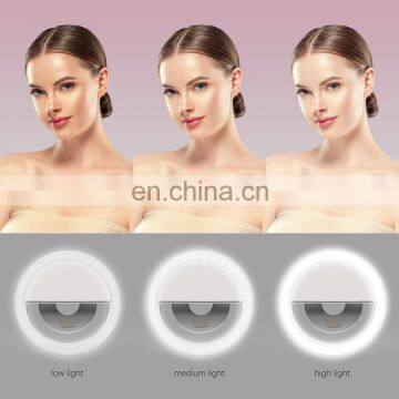 Wholesale Portable Rechargeable Small Selfie Ringlight Cellphone Camera Fill-in Ring Light