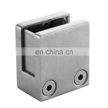 Stainless Steel 304 Flat Back Square Type Glass Clamp With Security Plate