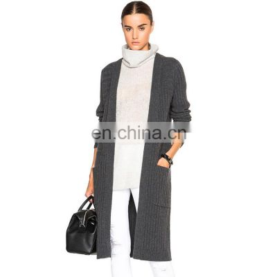 Ladies Long Fit Plus Size Chunky Wool Cardigan