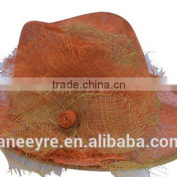 2015 Millinery Special Design Gold Sinamay Hat For Spring Race Derby