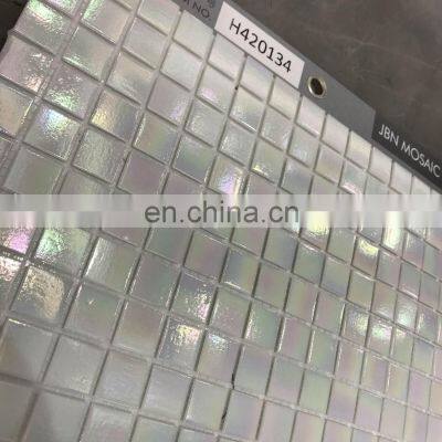 Irridiscent White Color Bathroom Mosaic Tiles and Swimming Pool Tile Mosaic Hot Melting Splash Back Glass Mosaics Tiles photo-2