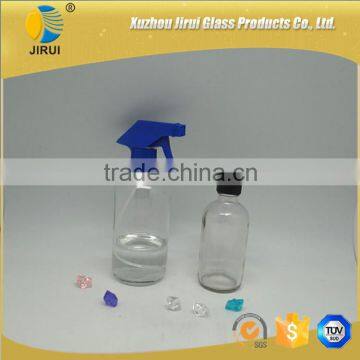 500ml &250ml clear boston round glass bottle with pump