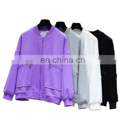 Wholesale custom ladies fashion personality loose leisure sports all-match cardigan sweater jacket baseball uniform