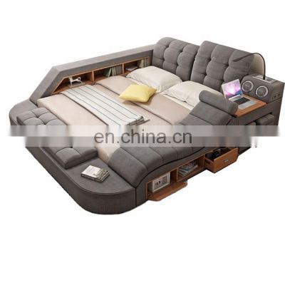 CBMMART 2021 Bedroom Furniture Multifunction Storage King Size Bed With Massage Music Design Of Leather Bed