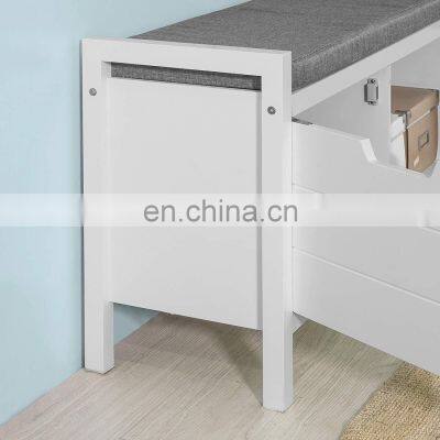 White Shoe Bench Shoe Rack Shoe Cabinet Hallway Storage Bench With Seat Cushion photo-4