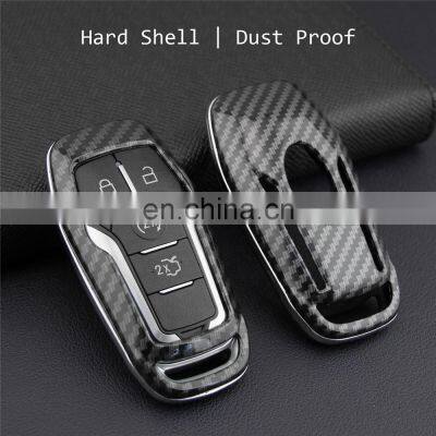 Keyless 4/5 Buttons Black Glossy Carbon Fiber Remote Key Shell Cover for Ford Fusion Mustang F150 Lincoln Smart Key Casing photo-4