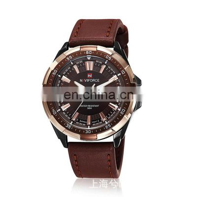 NAVIFORCE 9056 Men's Fashion Casual Sport Waterproof Leather Quartz Watches Man Military Wristwatch Clock Relogio Masculino